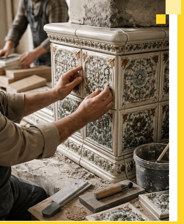 Изразцовые камины под ключ в Партизанске: проект и монтаж