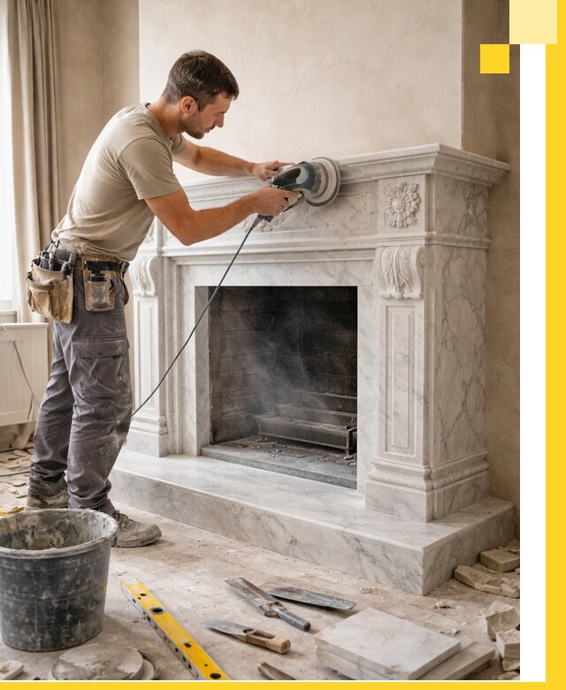 Изготовление и установка мраморных каминов в Партизанске под ключ