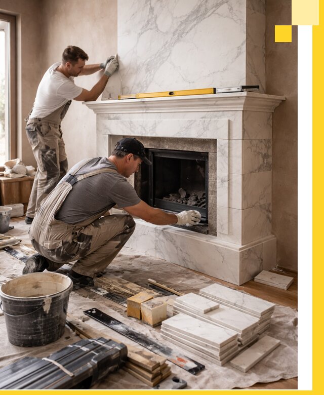 Отделка каминов в Партизанске качественные облицовочные работы