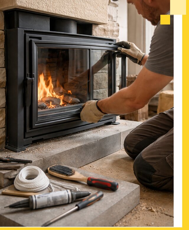 Производство, монтаж и доставка каминов со стеклом в Партизанске