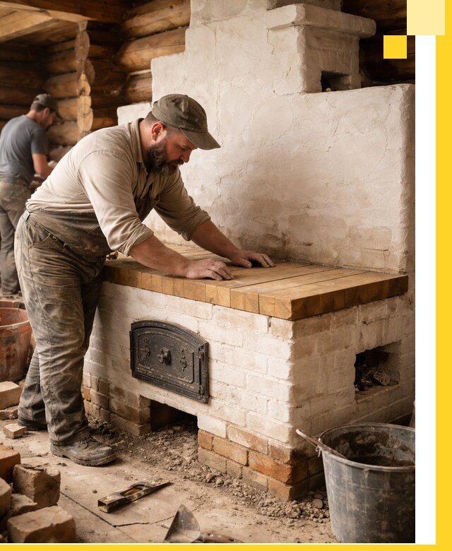 Проектирование и установка русской печи с лежанкой в Партизанске