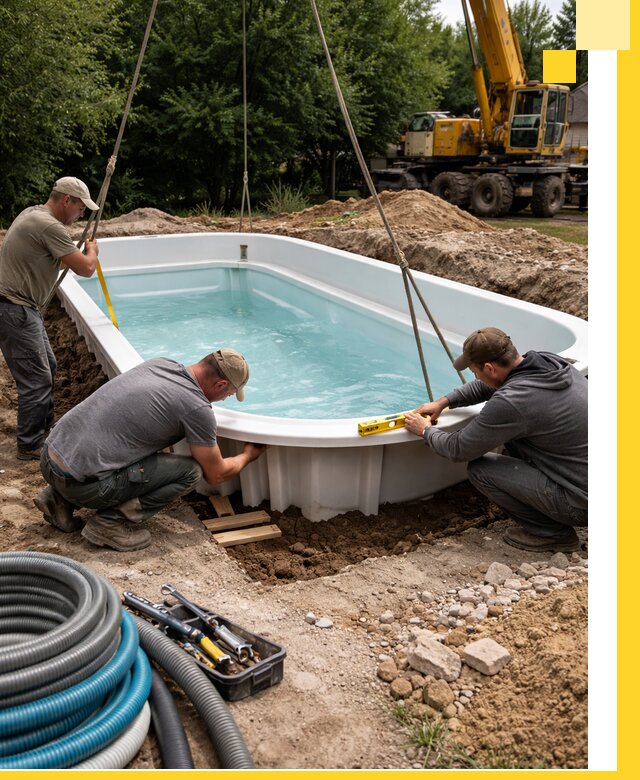 Установка и монтаж композитных бассейнов под ключ в Партизанске