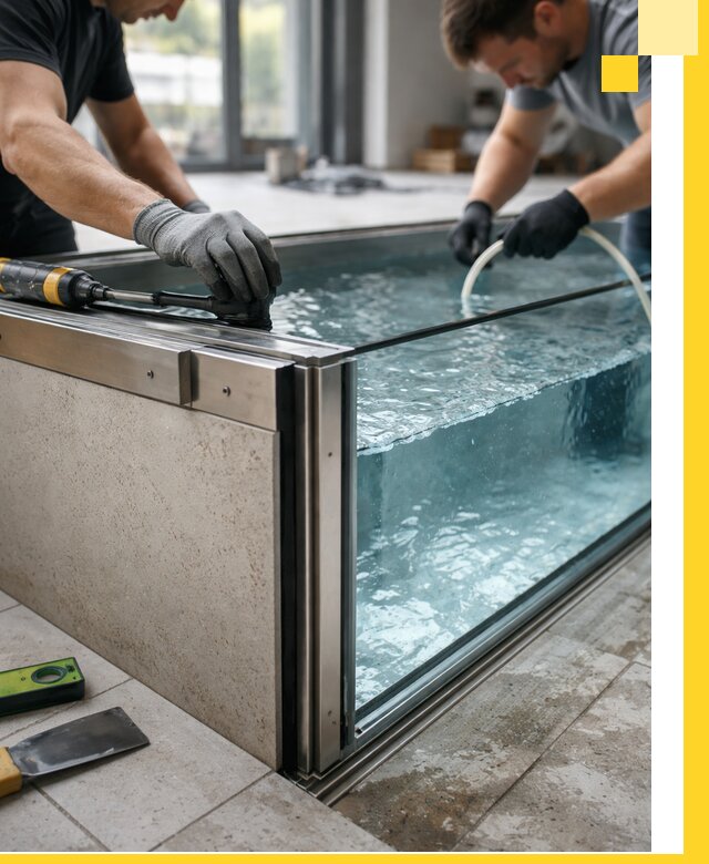 Проектирование и монтаж стеклянных бассейнов в Партизанске