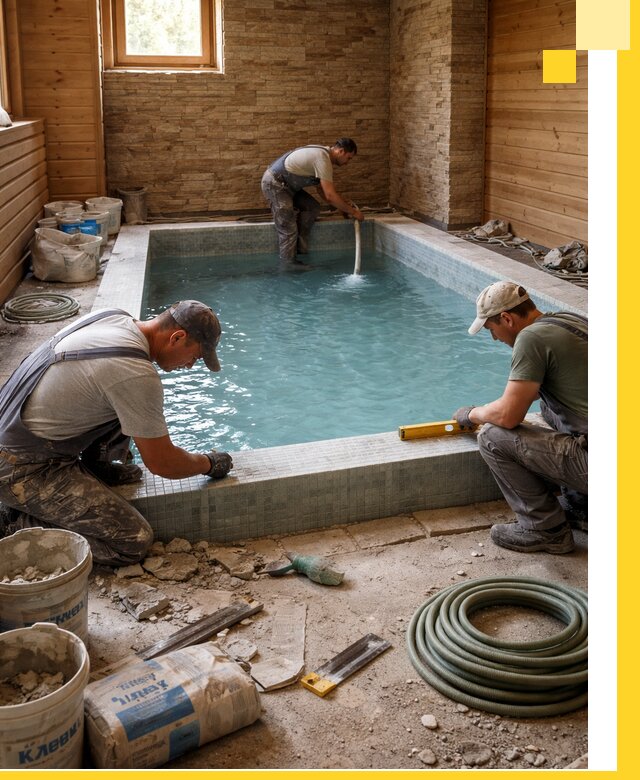 Проектирование и строительство бассейнов для бани в Партизанске