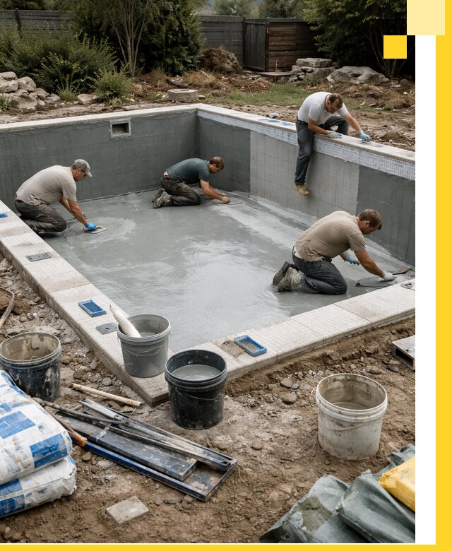 Изготовление и монтаж чаши бассейна под ключ в Партизанске