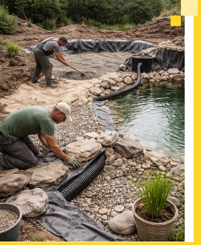 Строительство природных бассейнов и озер в Партизанске под ключ