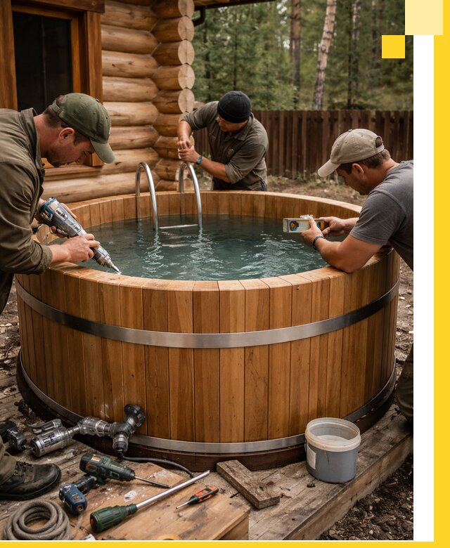 Строительство бань с купелью под ключ и отделкой в Партизанске