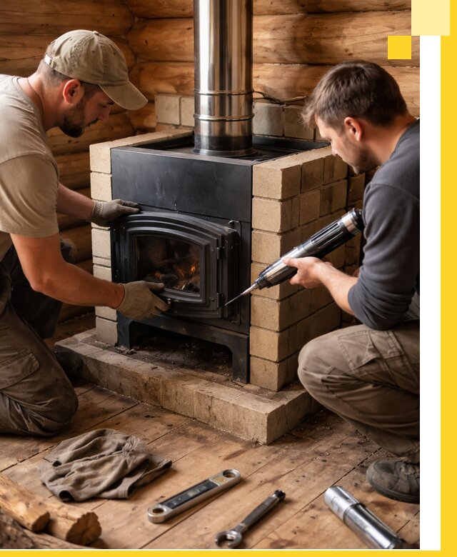 Монтаж и установка печи в бане под ключ с гарантией в Партизанске