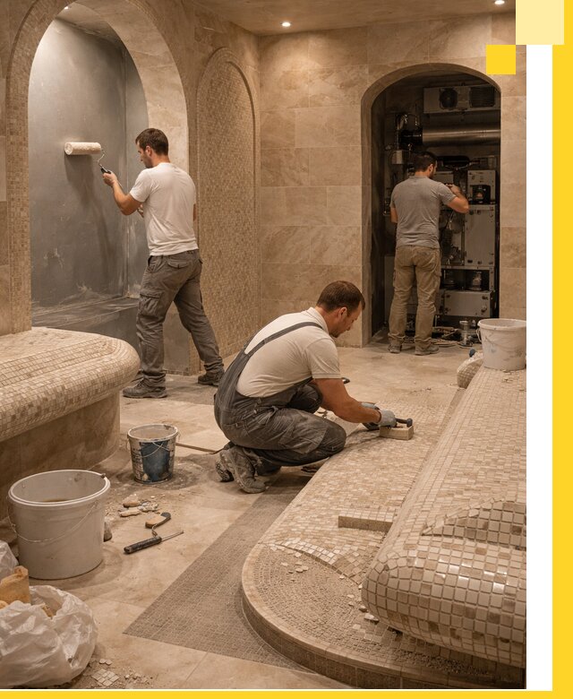 Строительство бани с хамамом и бассейном под ключ в Партизанске