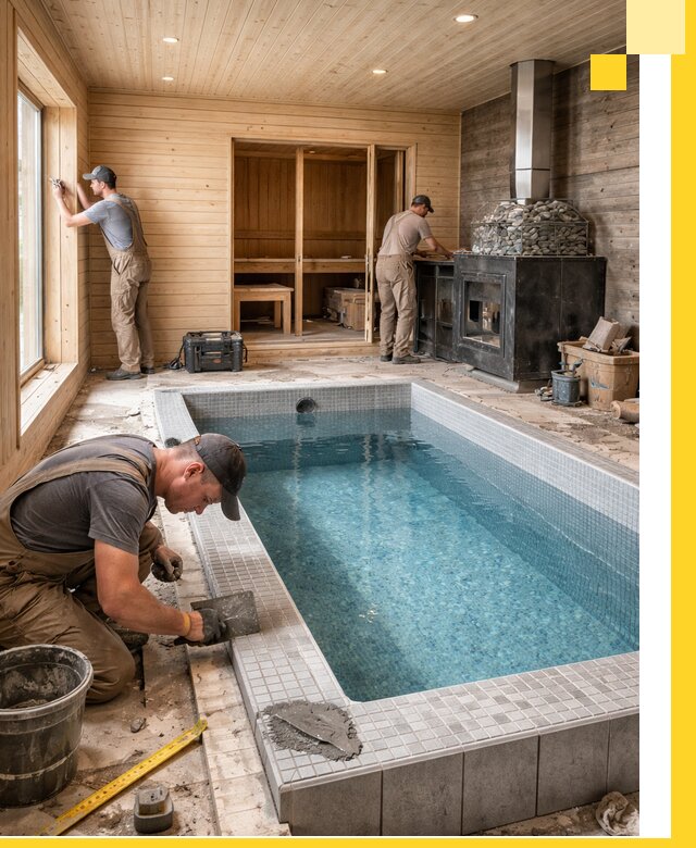 Проект бани с бассейном и сауной в Партизанске под ключ